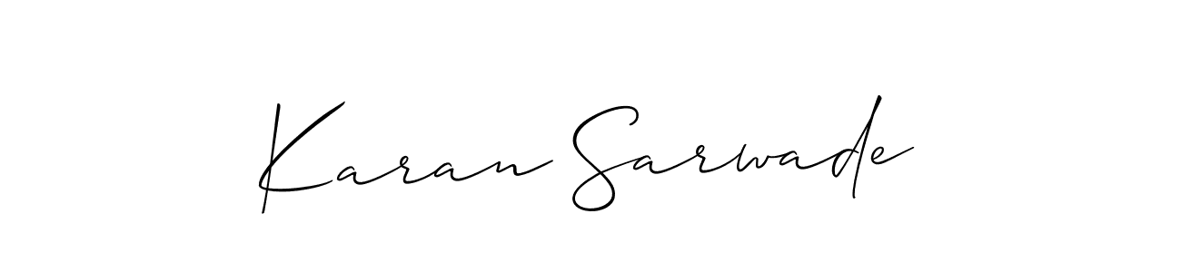 The best way (Allison_Script) to make a short signature is to pick only two or three words in your name. The name Karan Sarwade include a total of six letters. For converting this name. Karan Sarwade signature style 2 images and pictures png