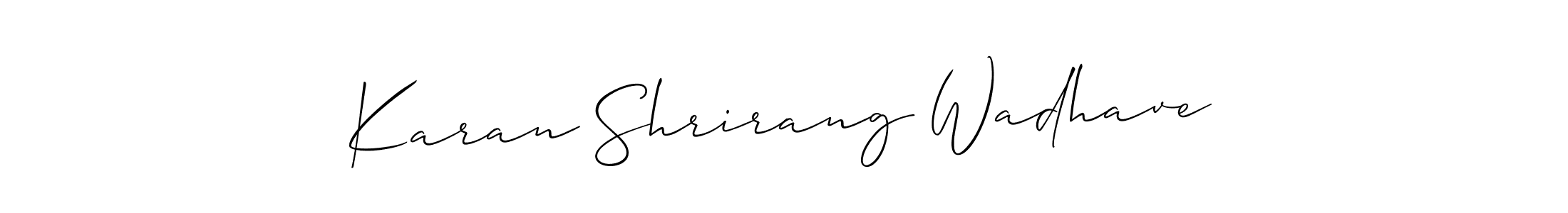 You should practise on your own different ways (Allison_Script) to write your name (Karan Shrirang Wadhave) in signature. don't let someone else do it for you. Karan Shrirang Wadhave signature style 2 images and pictures png