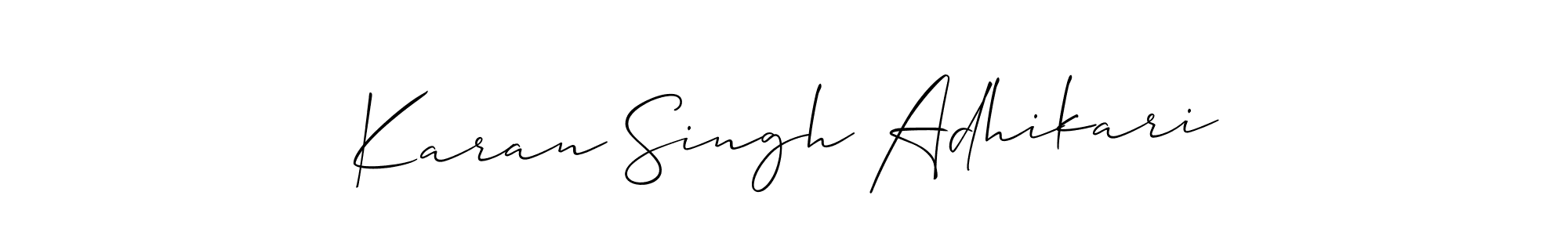 Make a short Karan Singh Adhikari signature style. Manage your documents anywhere anytime using Allison_Script. Create and add eSignatures, submit forms, share and send files easily. Karan Singh Adhikari signature style 2 images and pictures png