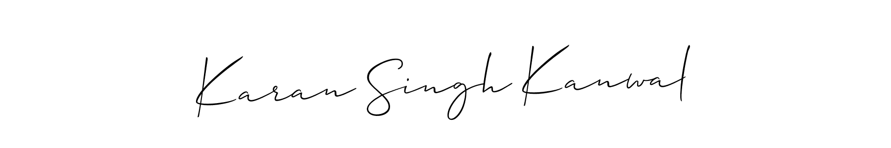 Allison_Script is a professional signature style that is perfect for those who want to add a touch of class to their signature. It is also a great choice for those who want to make their signature more unique. Get Karan Singh Kanwal name to fancy signature for free. Karan Singh Kanwal signature style 2 images and pictures png