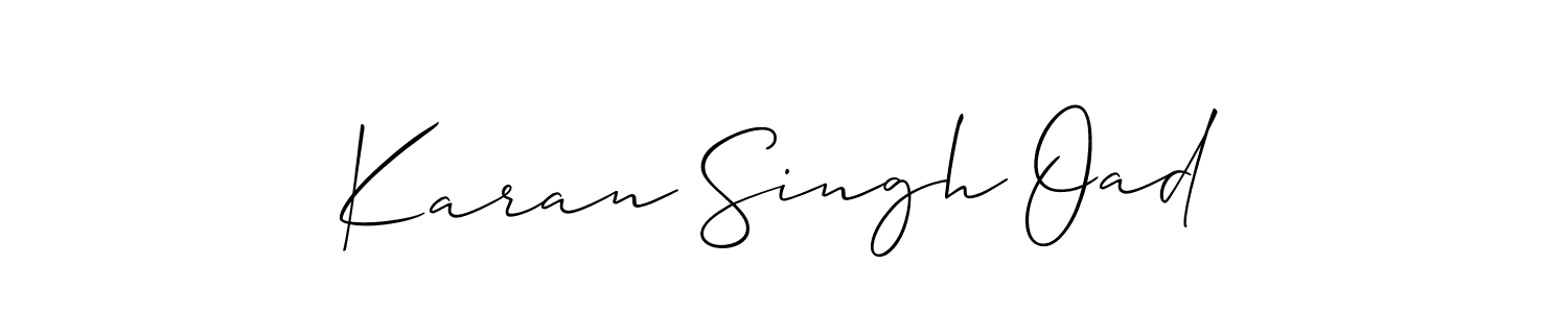 Allison_Script is a professional signature style that is perfect for those who want to add a touch of class to their signature. It is also a great choice for those who want to make their signature more unique. Get Karan Singh Oad name to fancy signature for free. Karan Singh Oad signature style 2 images and pictures png
