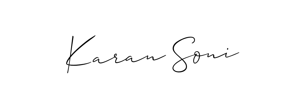 Design your own signature with our free online signature maker. With this signature software, you can create a handwritten (Allison_Script) signature for name Karan Soni. Karan Soni signature style 2 images and pictures png