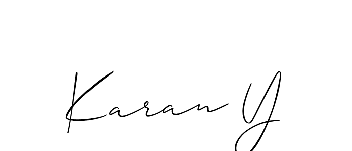 Use a signature maker to create a handwritten signature online. With this signature software, you can design (Allison_Script) your own signature for name Karan Y. Karan Y signature style 2 images and pictures png