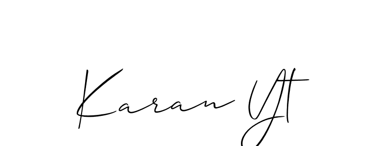 Also You can easily find your signature by using the search form. We will create Karan Yt name handwritten signature images for you free of cost using Allison_Script sign style. Karan Yt signature style 2 images and pictures png