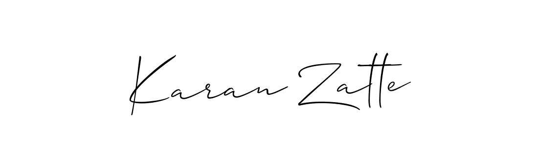 The best way (Allison_Script) to make a short signature is to pick only two or three words in your name. The name Karan Zatte include a total of six letters. For converting this name. Karan Zatte signature style 2 images and pictures png