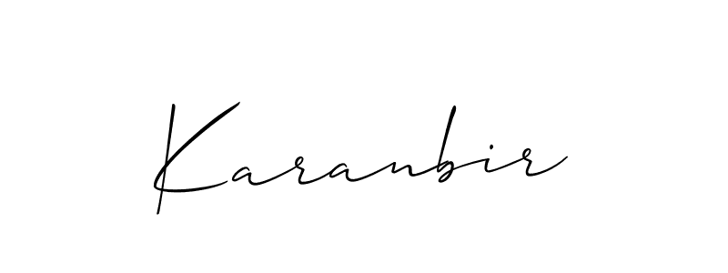 Make a beautiful signature design for name Karanbir. With this signature (Allison_Script) style, you can create a handwritten signature for free. Karanbir signature style 2 images and pictures png