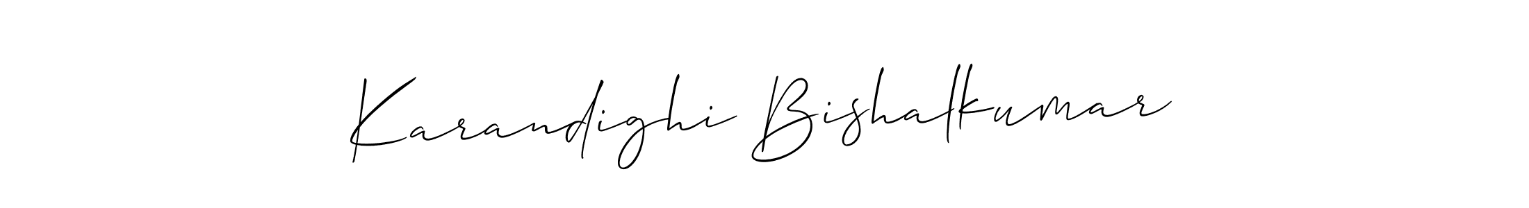 Also You can easily find your signature by using the search form. We will create Karandighi Bishalkumar name handwritten signature images for you free of cost using Allison_Script sign style. Karandighi Bishalkumar signature style 2 images and pictures png