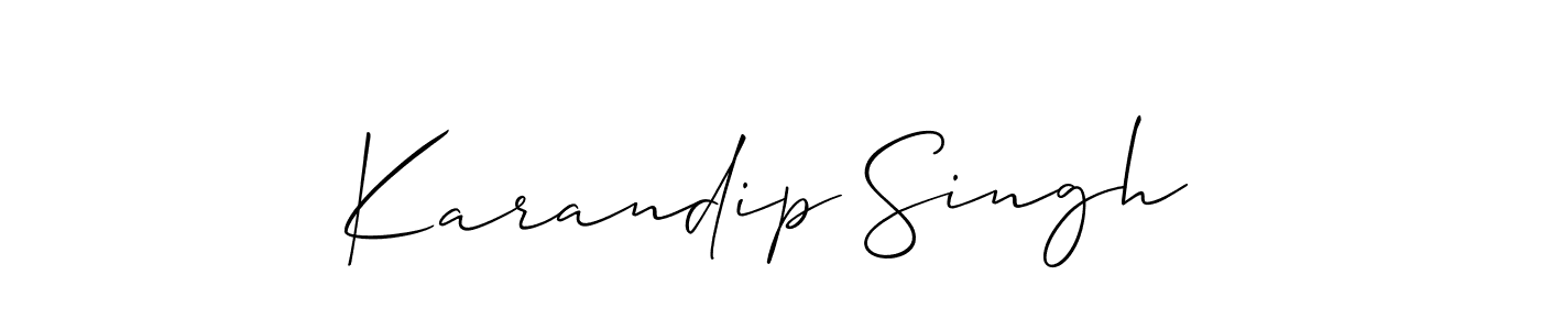 The best way (Allison_Script) to make a short signature is to pick only two or three words in your name. The name Karandip Singh include a total of six letters. For converting this name. Karandip Singh signature style 2 images and pictures png