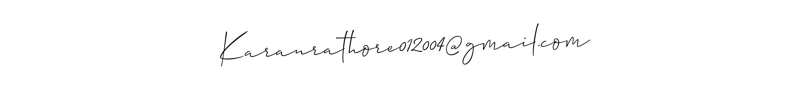The best way (Allison_Script) to make a short signature is to pick only two or three words in your name. The name Karanrathore012004@gmail.com include a total of six letters. For converting this name. Karanrathore012004@gmail.com signature style 2 images and pictures png