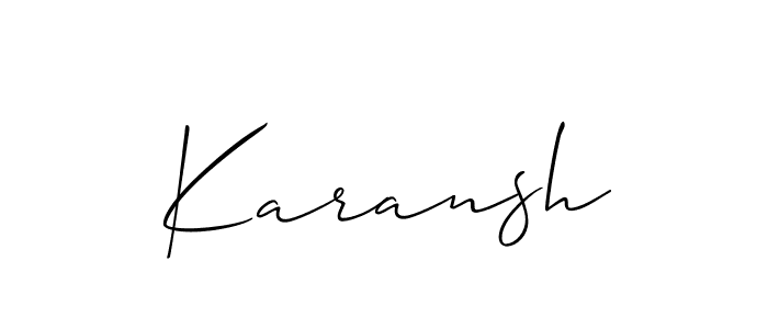 Create a beautiful signature design for name Karansh. With this signature (Allison_Script) fonts, you can make a handwritten signature for free. Karansh signature style 2 images and pictures png
