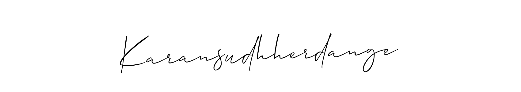 Allison_Script is a professional signature style that is perfect for those who want to add a touch of class to their signature. It is also a great choice for those who want to make their signature more unique. Get Karansudhherdange name to fancy signature for free. Karansudhherdange signature style 2 images and pictures png