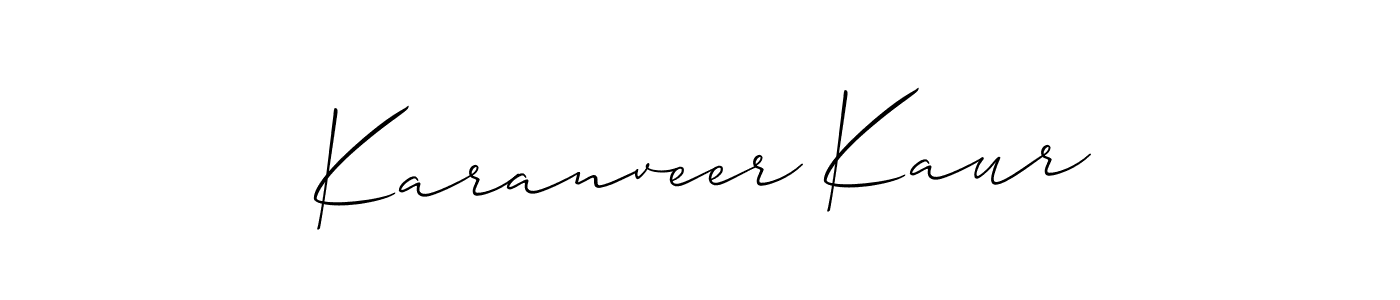 Make a beautiful signature design for name Karanveer Kaur. With this signature (Allison_Script) style, you can create a handwritten signature for free. Karanveer Kaur signature style 2 images and pictures png
