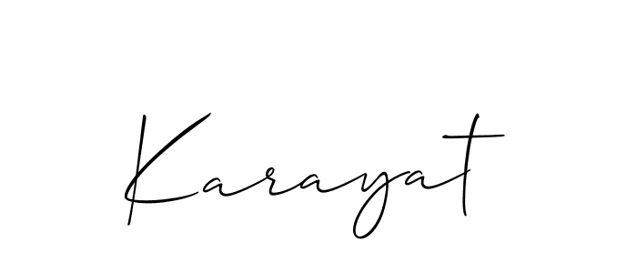 It looks lik you need a new signature style for name Karayat. Design unique handwritten (Allison_Script) signature with our free signature maker in just a few clicks. Karayat signature style 2 images and pictures png