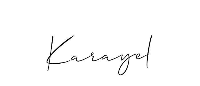Design your own signature with our free online signature maker. With this signature software, you can create a handwritten (Allison_Script) signature for name Karayel. Karayel signature style 2 images and pictures png