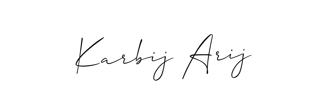 This is the best signature style for the Karbij Arij name. Also you like these signature font (Allison_Script). Mix name signature. Karbij Arij signature style 2 images and pictures png