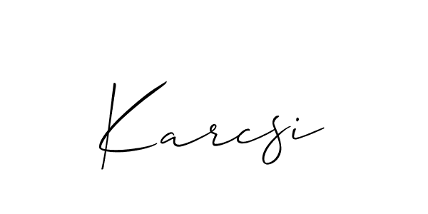 if you are searching for the best signature style for your name Karcsi. so please give up your signature search. here we have designed multiple signature styles  using Allison_Script. Karcsi signature style 2 images and pictures png