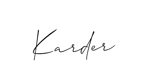 Allison_Script is a professional signature style that is perfect for those who want to add a touch of class to their signature. It is also a great choice for those who want to make their signature more unique. Get Karder name to fancy signature for free. Karder signature style 2 images and pictures png
