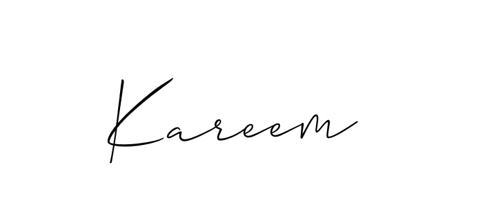 Use a signature maker to create a handwritten signature online. With this signature software, you can design (Allison_Script) your own signature for name Kareem . Kareem  signature style 2 images and pictures png