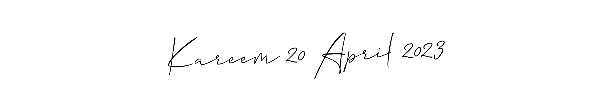 Also You can easily find your signature by using the search form. We will create Kareem 20 April 2023 name handwritten signature images for you free of cost using Allison_Script sign style. Kareem 20 April 2023 signature style 2 images and pictures png