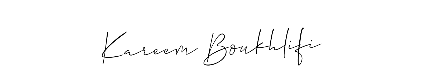 Also You can easily find your signature by using the search form. We will create Kareem Boukhlifi name handwritten signature images for you free of cost using Allison_Script sign style. Kareem Boukhlifi signature style 2 images and pictures png