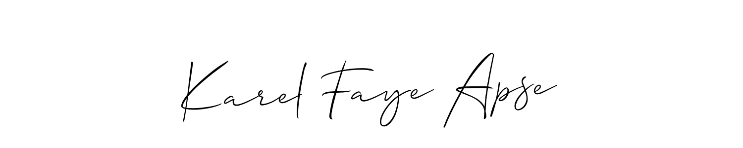 Also You can easily find your signature by using the search form. We will create Karel Faye Apse name handwritten signature images for you free of cost using Allison_Script sign style. Karel Faye Apse signature style 2 images and pictures png