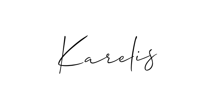 Make a short Karelis signature style. Manage your documents anywhere anytime using Allison_Script. Create and add eSignatures, submit forms, share and send files easily. Karelis signature style 2 images and pictures png