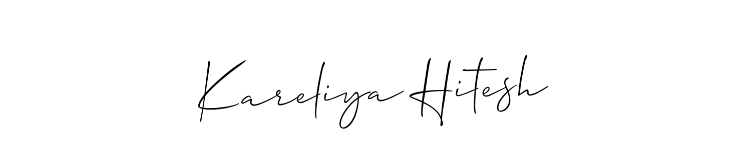 You should practise on your own different ways (Allison_Script) to write your name (Kareliya Hitesh) in signature. don't let someone else do it for you. Kareliya Hitesh signature style 2 images and pictures png