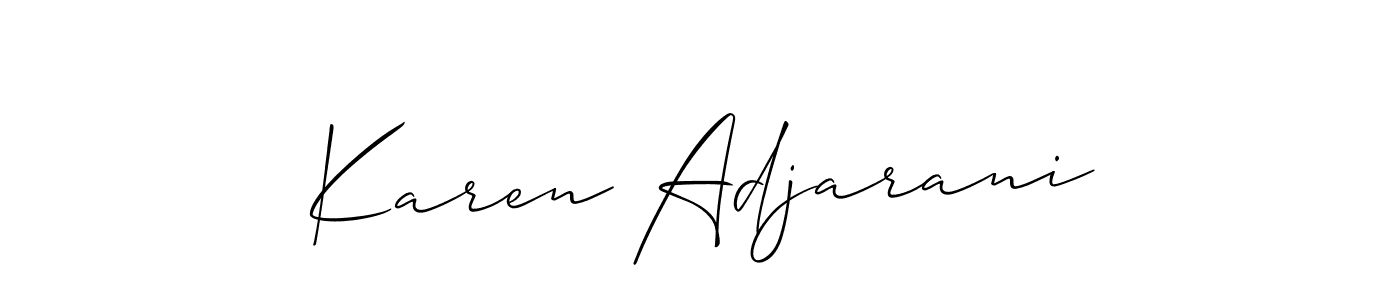 Allison_Script is a professional signature style that is perfect for those who want to add a touch of class to their signature. It is also a great choice for those who want to make their signature more unique. Get Karen Adjarani name to fancy signature for free. Karen Adjarani signature style 2 images and pictures png