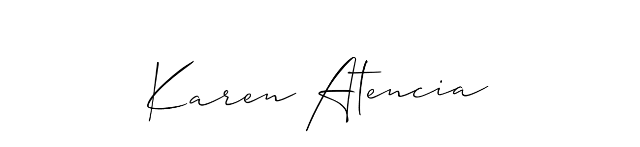 Create a beautiful signature design for name Karen Atencia. With this signature (Allison_Script) fonts, you can make a handwritten signature for free. Karen Atencia signature style 2 images and pictures png