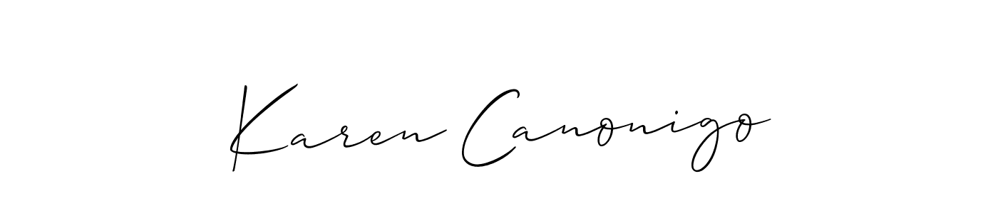 Karen Canonigo stylish signature style. Best Handwritten Sign (Allison_Script) for my name. Handwritten Signature Collection Ideas for my name Karen Canonigo. Karen Canonigo signature style 2 images and pictures png