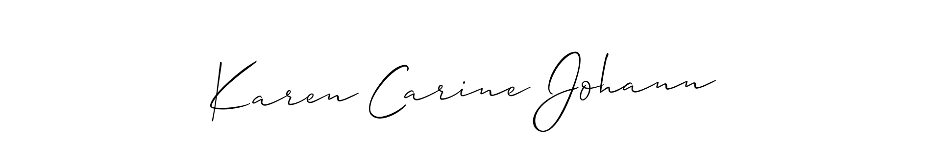 Also You can easily find your signature by using the search form. We will create Karen Carine Johann name handwritten signature images for you free of cost using Allison_Script sign style. Karen Carine Johann signature style 2 images and pictures png