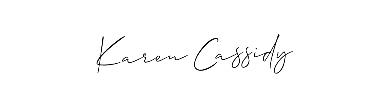 The best way (Allison_Script) to make a short signature is to pick only two or three words in your name. The name Karen Cassidy include a total of six letters. For converting this name. Karen Cassidy signature style 2 images and pictures png