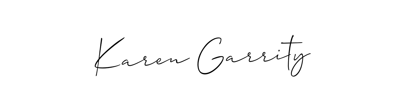 Allison_Script is a professional signature style that is perfect for those who want to add a touch of class to their signature. It is also a great choice for those who want to make their signature more unique. Get Karen Garrity name to fancy signature for free. Karen Garrity signature style 2 images and pictures png