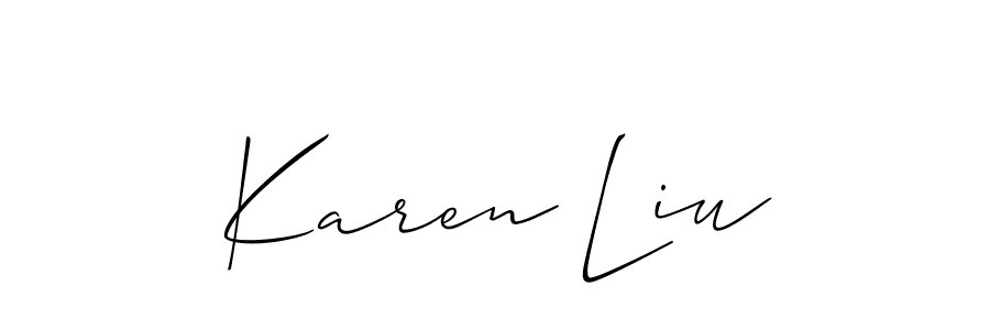 if you are searching for the best signature style for your name Karen Liu. so please give up your signature search. here we have designed multiple signature styles  using Allison_Script. Karen Liu signature style 2 images and pictures png