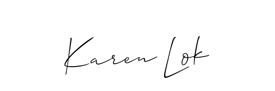 Allison_Script is a professional signature style that is perfect for those who want to add a touch of class to their signature. It is also a great choice for those who want to make their signature more unique. Get Karen Lok name to fancy signature for free. Karen Lok signature style 2 images and pictures png