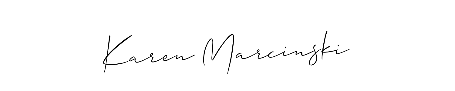 You should practise on your own different ways (Allison_Script) to write your name (Karen Marcinski) in signature. don't let someone else do it for you. Karen Marcinski signature style 2 images and pictures png