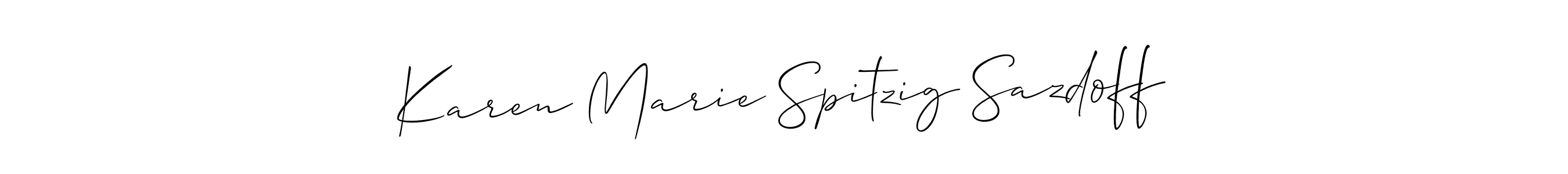 Make a beautiful signature design for name Karen Marie Spitzig Sazdoff. With this signature (Allison_Script) style, you can create a handwritten signature for free. Karen Marie Spitzig Sazdoff signature style 2 images and pictures png