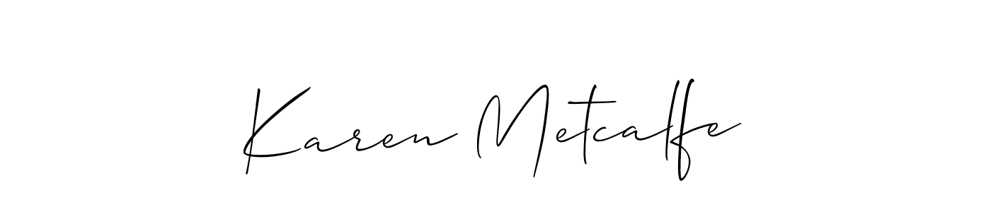 if you are searching for the best signature style for your name Karen Metcalfe. so please give up your signature search. here we have designed multiple signature styles  using Allison_Script. Karen Metcalfe signature style 2 images and pictures png