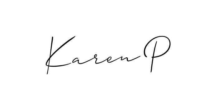 if you are searching for the best signature style for your name Karen P. so please give up your signature search. here we have designed multiple signature styles  using Allison_Script. Karen P signature style 2 images and pictures png