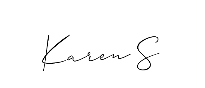 Allison_Script is a professional signature style that is perfect for those who want to add a touch of class to their signature. It is also a great choice for those who want to make their signature more unique. Get Karen S name to fancy signature for free. Karen S signature style 2 images and pictures png