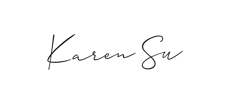 Allison_Script is a professional signature style that is perfect for those who want to add a touch of class to their signature. It is also a great choice for those who want to make their signature more unique. Get Karen Su name to fancy signature for free. Karen Su signature style 2 images and pictures png