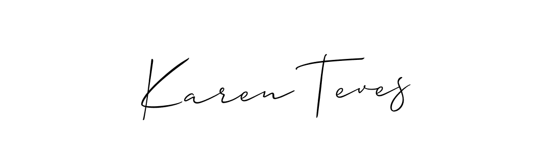 Also You can easily find your signature by using the search form. We will create Karen Teves name handwritten signature images for you free of cost using Allison_Script sign style. Karen Teves signature style 2 images and pictures png