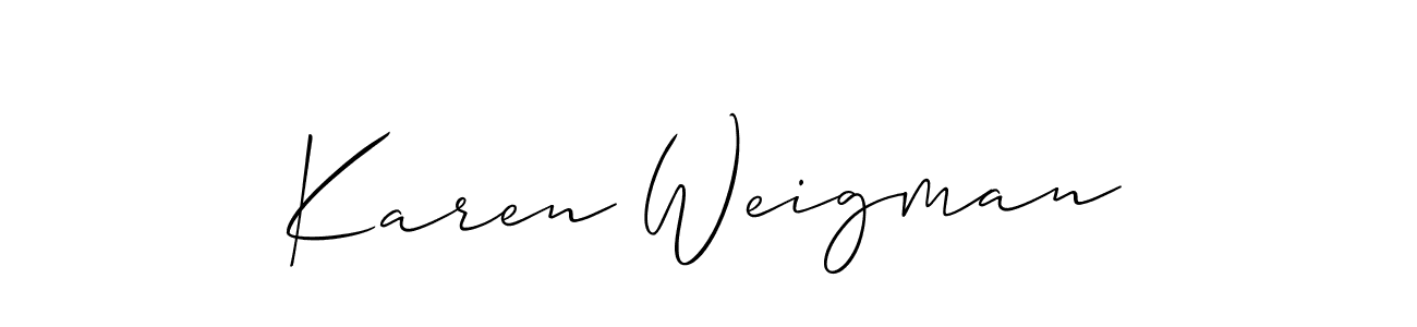 The best way (Allison_Script) to make a short signature is to pick only two or three words in your name. The name Karen Weigman include a total of six letters. For converting this name. Karen Weigman signature style 2 images and pictures png