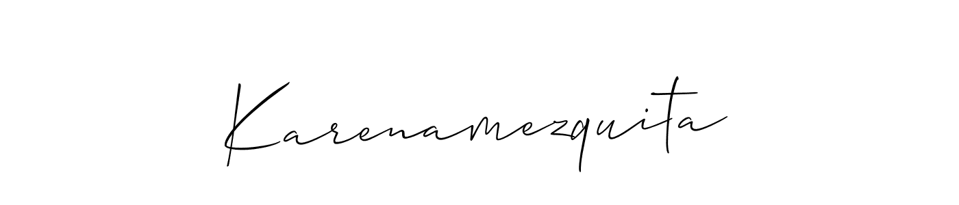 Allison_Script is a professional signature style that is perfect for those who want to add a touch of class to their signature. It is also a great choice for those who want to make their signature more unique. Get Karenamezquita name to fancy signature for free. Karenamezquita signature style 2 images and pictures png