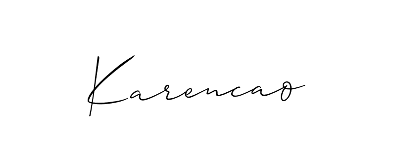 How to make Karencao signature? Allison_Script is a professional autograph style. Create handwritten signature for Karencao name. Karencao signature style 2 images and pictures png