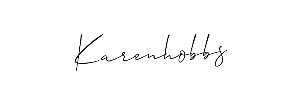 Allison_Script is a professional signature style that is perfect for those who want to add a touch of class to their signature. It is also a great choice for those who want to make their signature more unique. Get Karenhobbs name to fancy signature for free. Karenhobbs signature style 2 images and pictures png