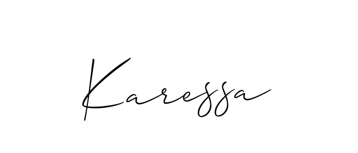 Allison_Script is a professional signature style that is perfect for those who want to add a touch of class to their signature. It is also a great choice for those who want to make their signature more unique. Get Karessa name to fancy signature for free. Karessa signature style 2 images and pictures png