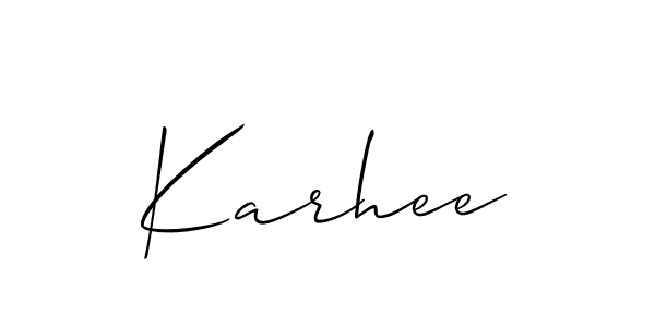 Allison_Script is a professional signature style that is perfect for those who want to add a touch of class to their signature. It is also a great choice for those who want to make their signature more unique. Get Karhee name to fancy signature for free. Karhee signature style 2 images and pictures png