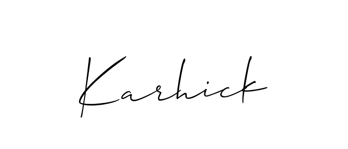 How to make Karhick name signature. Use Allison_Script style for creating short signs online. This is the latest handwritten sign. Karhick signature style 2 images and pictures png