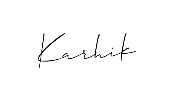 Allison_Script is a professional signature style that is perfect for those who want to add a touch of class to their signature. It is also a great choice for those who want to make their signature more unique. Get Karhik name to fancy signature for free. Karhik signature style 2 images and pictures png